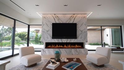 Modern Flames: Orion 120" Multi Heliovision Fireplace — primary view