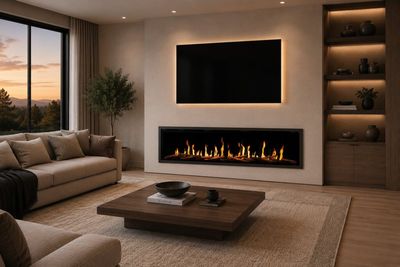 Modern Flames: Orion 76" Slim Heliovision Fireplace — primary view