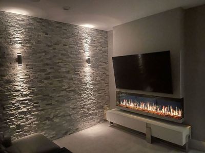 Modern Flames: Orion 76" Multi Heliovision Fireplace — primary view