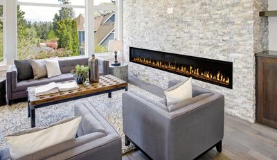 Modern Flames: Orion 100" Slim Heliovision Fireplace — primary view