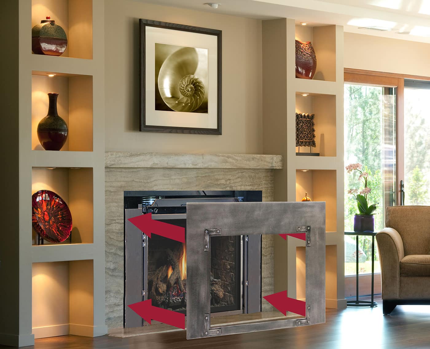 Stoll fireplace surround being fitted over an insert